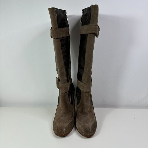 Donald Pliner Heidy Elephant Wedge Suede Leather Tall Boot Brown Women Size 8.5 - Picture 7 of 16